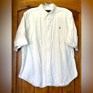 Ralph Lauren woven cotton button down. Washed but never worn. Xl slim fit.